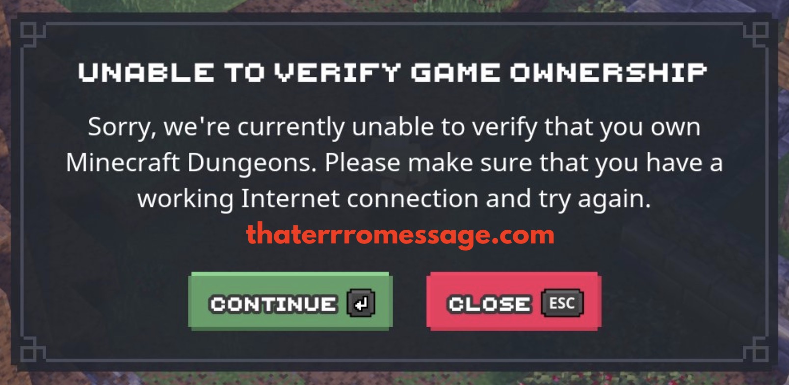 Unable To Verify Game Ownership Minecraft Dungeons