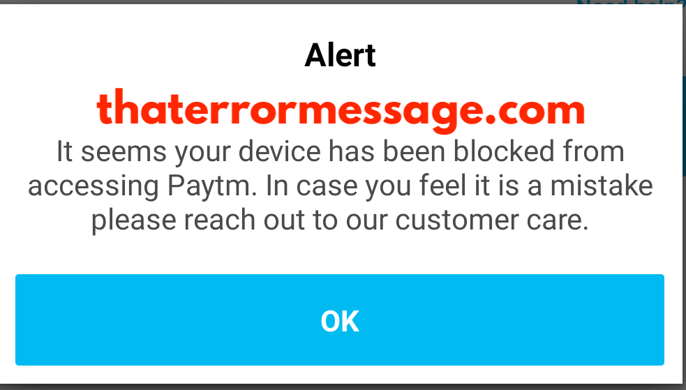 Your Device Has Been Blocked From Accessing Paytm