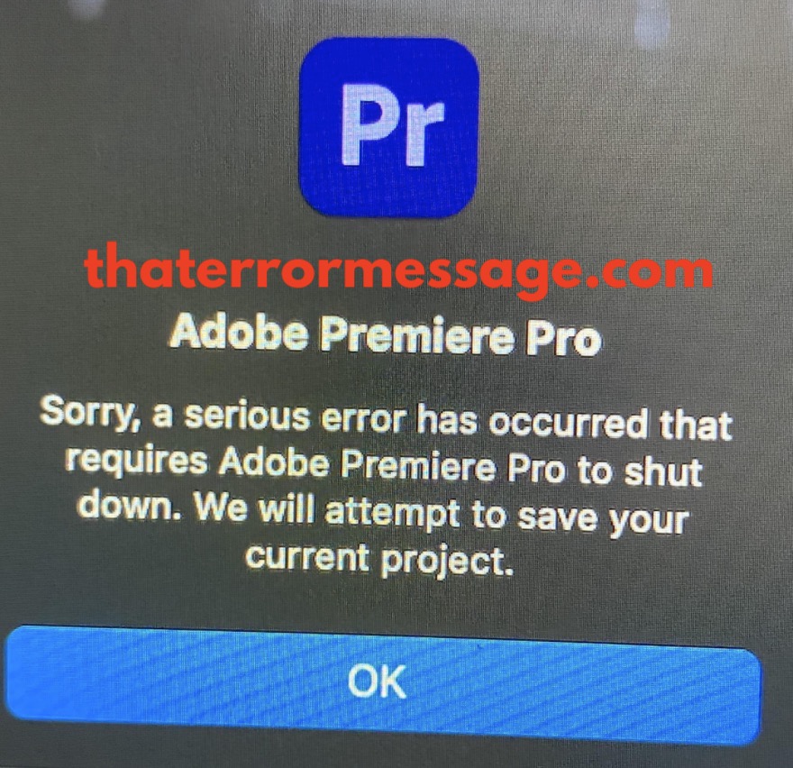 Serious Error Occurred Dobe Premiere Macos