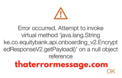 Error Occurred Virtual Method Kenya Equity Bank