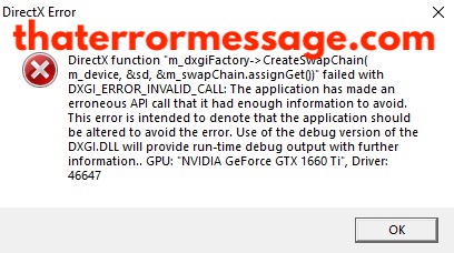 Directx Function Failed Dxgi Error Invalid Call