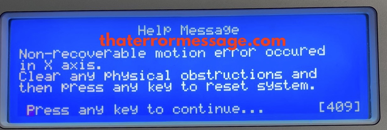 Non Recoverable Motion Error Occured In X Axis Ics 3000