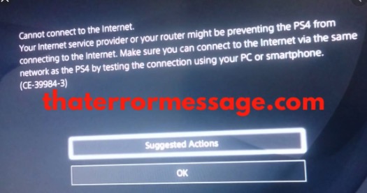 Cannot Connect To The Internet Ce 39984 E Playstation 4