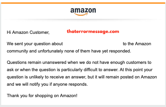 Your Question On Amazond Did Not Receive Any Answers