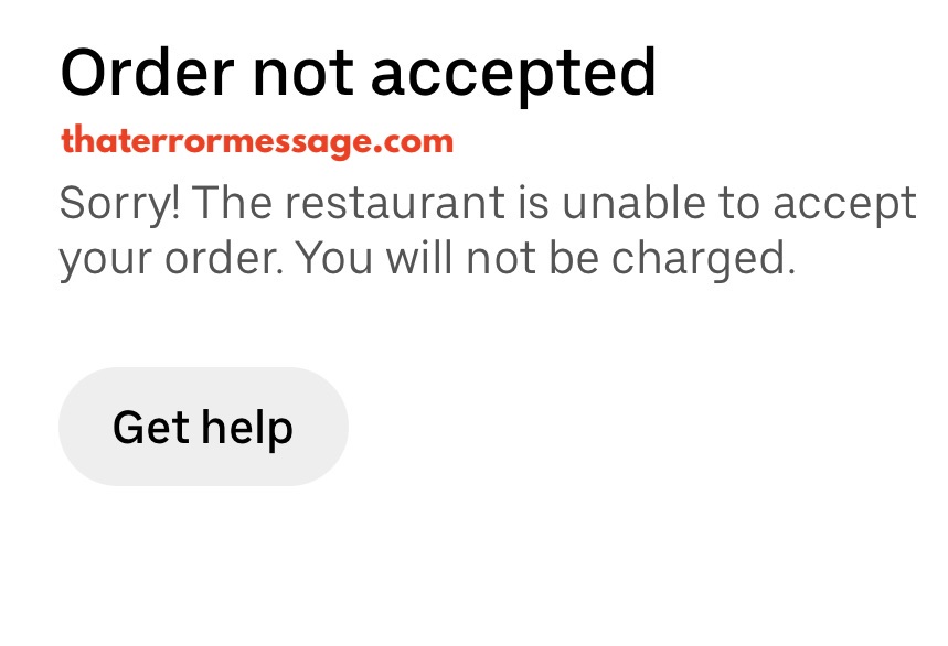 Order Not Accepted Uber Eats