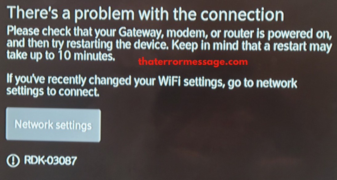 Error Rdk 03087 Rogers Internet