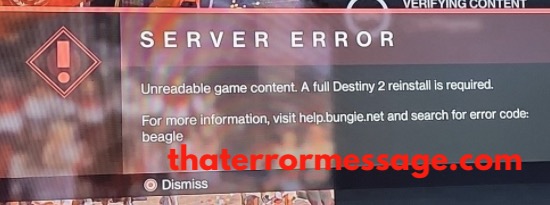 Unreadable Game Content Server Error Full Destiny 2 Reinstall Is Required