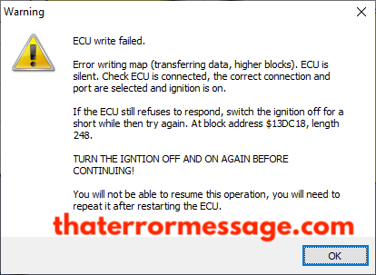 Ecu Write Failed