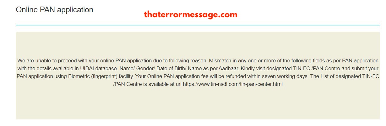 Unable To Proceed With Your Online Pan Application Income Tax India