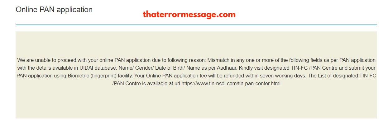 Unable To Proceed With Your Online Pan Application Income Tax India