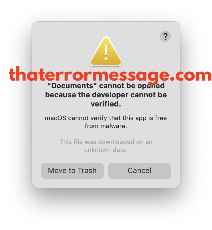 Documents Cannot Be Opened Because The Developer Cannot Be Verified Macos