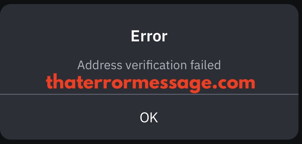 Address Verification Failed Binance