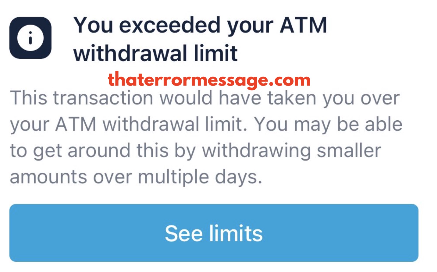 Excedeed Your Atm Aithdrawl Limit Monzo