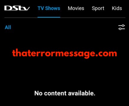 No Content Available Dstv