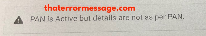 Pan Is Active But Details Are Not As Per Pan Income Tax India