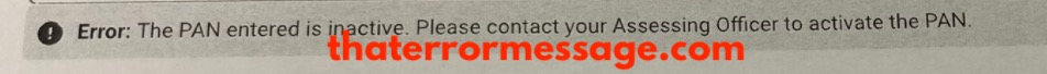 The Pan Entered Is Inactive Income Tax India