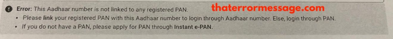 This Aadhaar Number Is Not Linked To Any Registered Pan Income Tax India