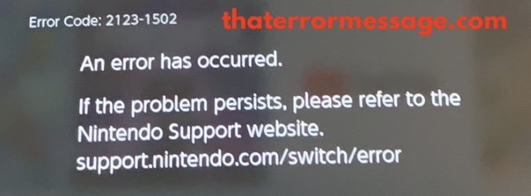 An Error Has Occurred 2123 1502 Nintendo Switch