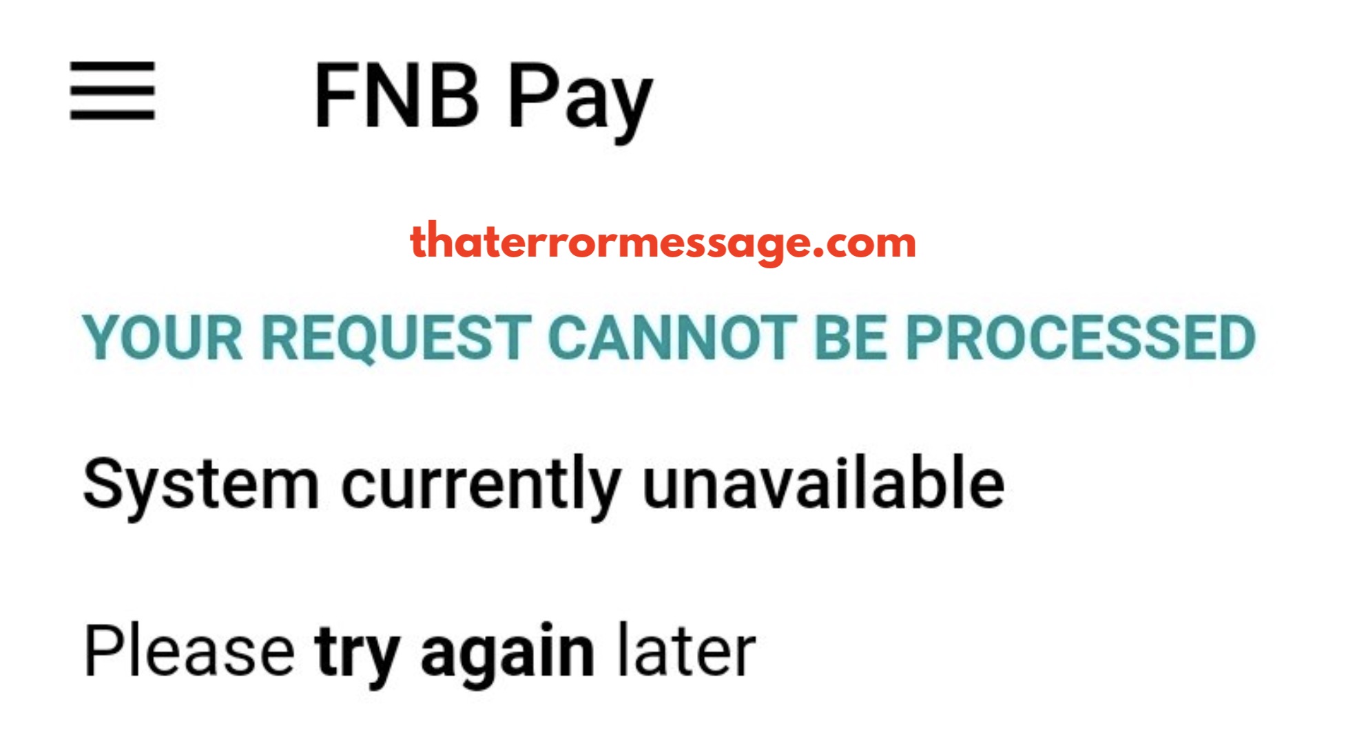 Your Request Cannot Be Processed Fnb Pay