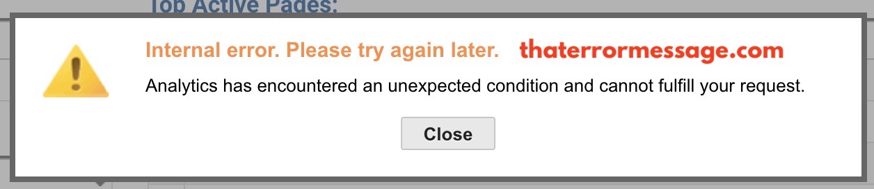 Internal Error Google Analytics