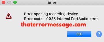 Error Code 9986 Recording Device Audacity