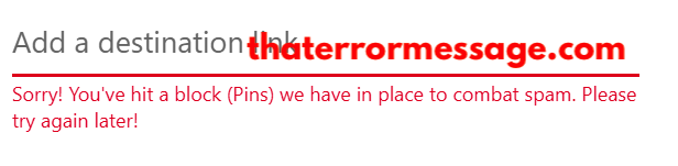Youve Hit A Block Pins We Have In Place To Combat Spam Pinterest
