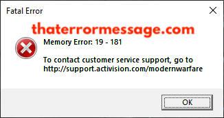 Memory Error 19 181 Call Of Duty
