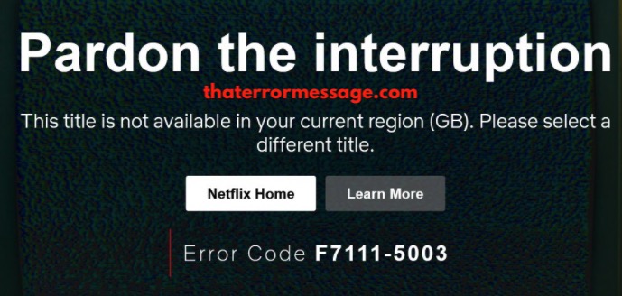 Title Not Available Error Code F7111 5003 Netflix