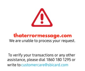 Unable To Process Your Request Sbi Card