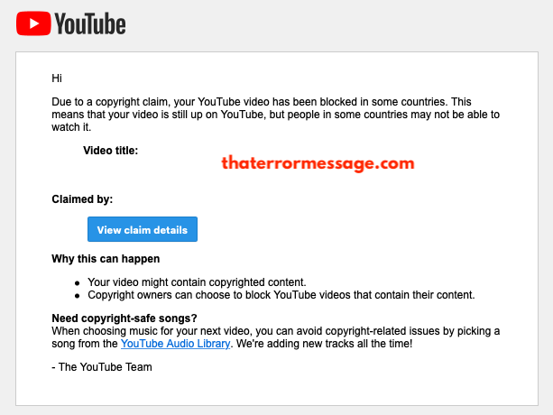 Youtube Due To A Copyright Claim Your Youtube Video Has Been Blocked In Some Countries