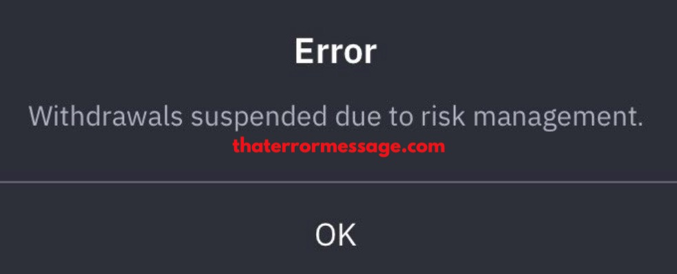 Withdrawls Suspended Due To Risk Management Binance