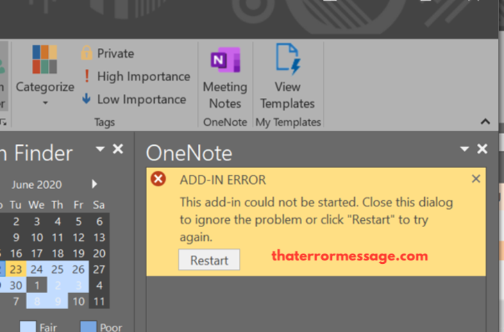 Outlook Add In Error Could Not Be Started