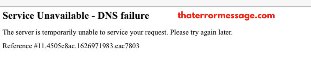 Service Unavailable Dns Failure Application