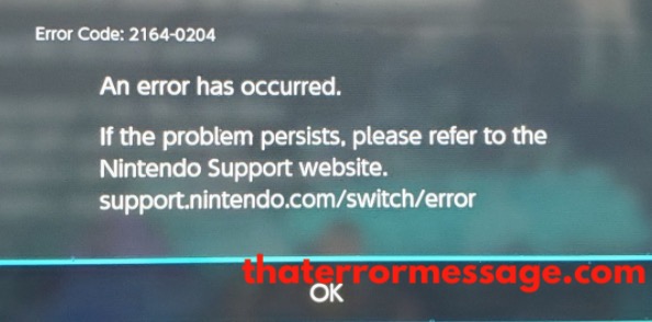 An Error Has Occurred 2164 0204 Nintendo Switch