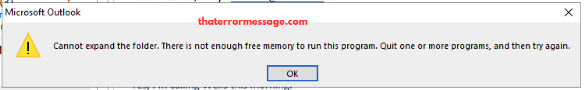 Outlook Cannot Expand The Folder Not Enough Free Memory