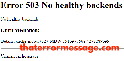 Error 503 No Healthy Backends