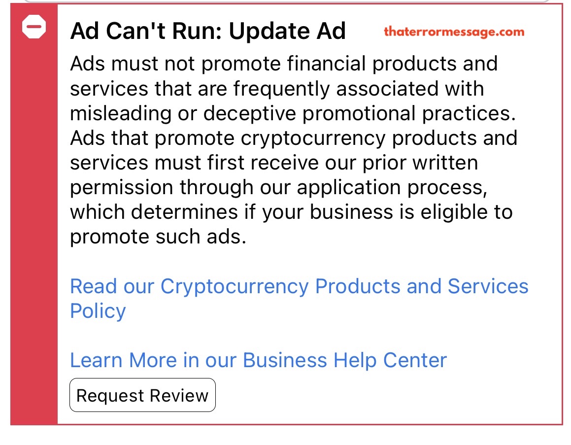 Ads That Promote Cryptocurrency Must Recieve Written Permission Facebook
