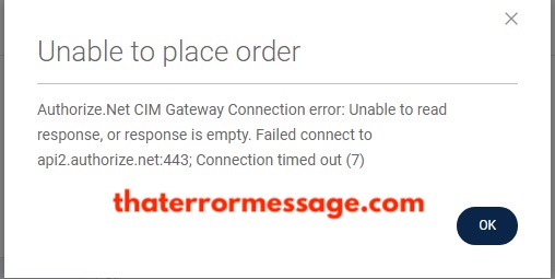 Authorize Net Cim Gateway Connection Error Timed Out