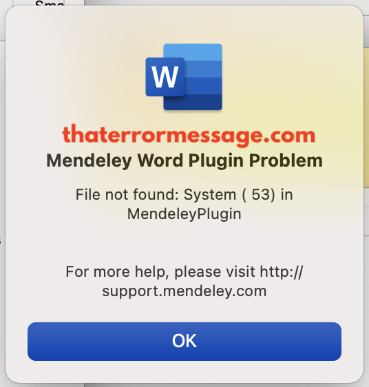 File Not Found System 53 Mendeley Plugin