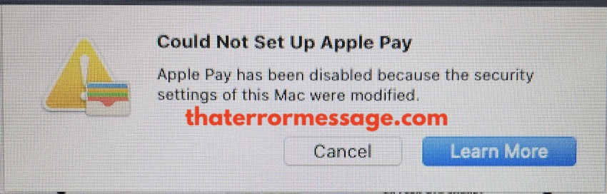 Apple Pay Has Been Disabled Because The Security Settings Of This Mac Were Modified