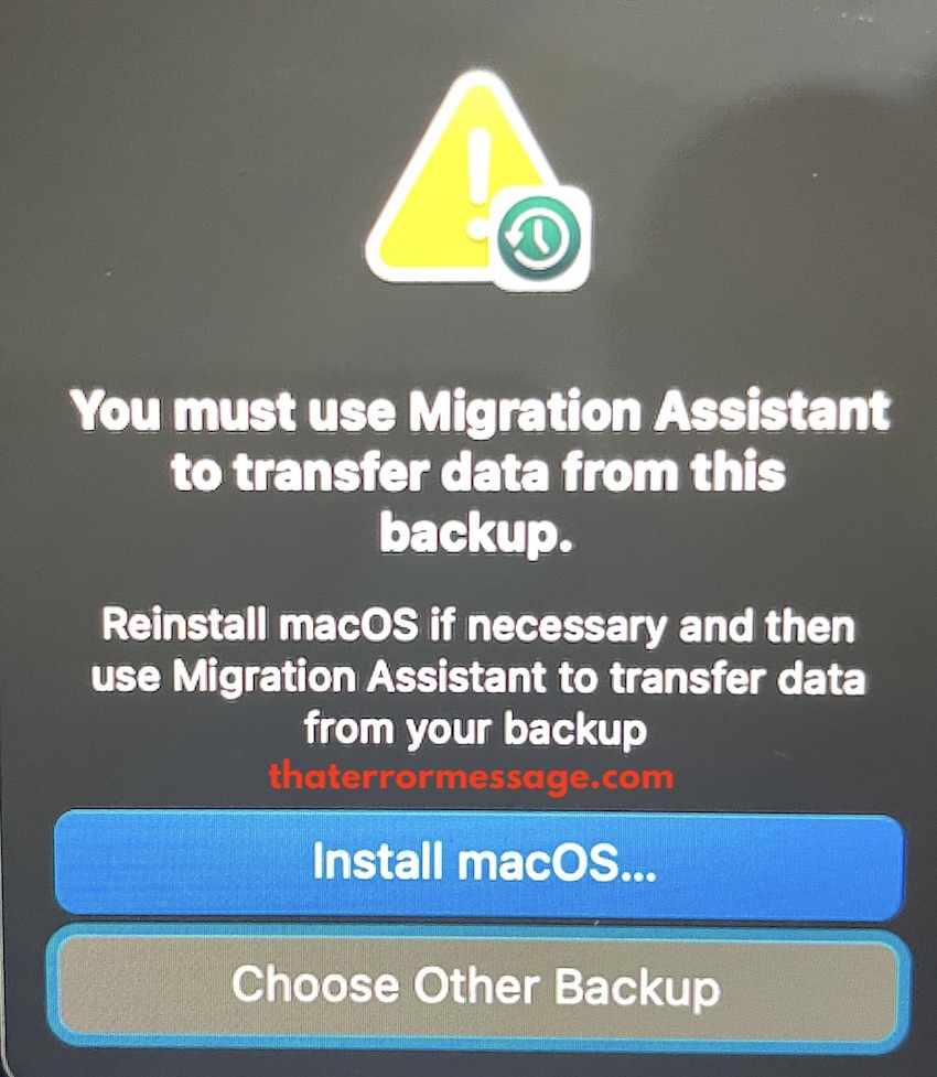 You Must Use Migration Assistant To Transfer Data From This Backup