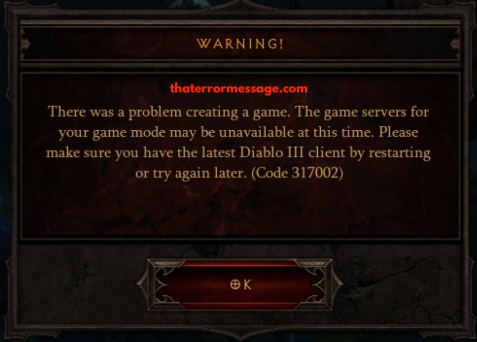 Problem Creating Game Code 317002 Diablo