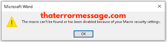 The Macro Cant Be Found Microsoft Word