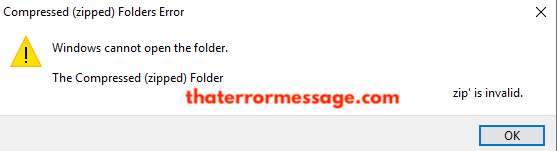 Compressed Zipped Folders Error Invalid