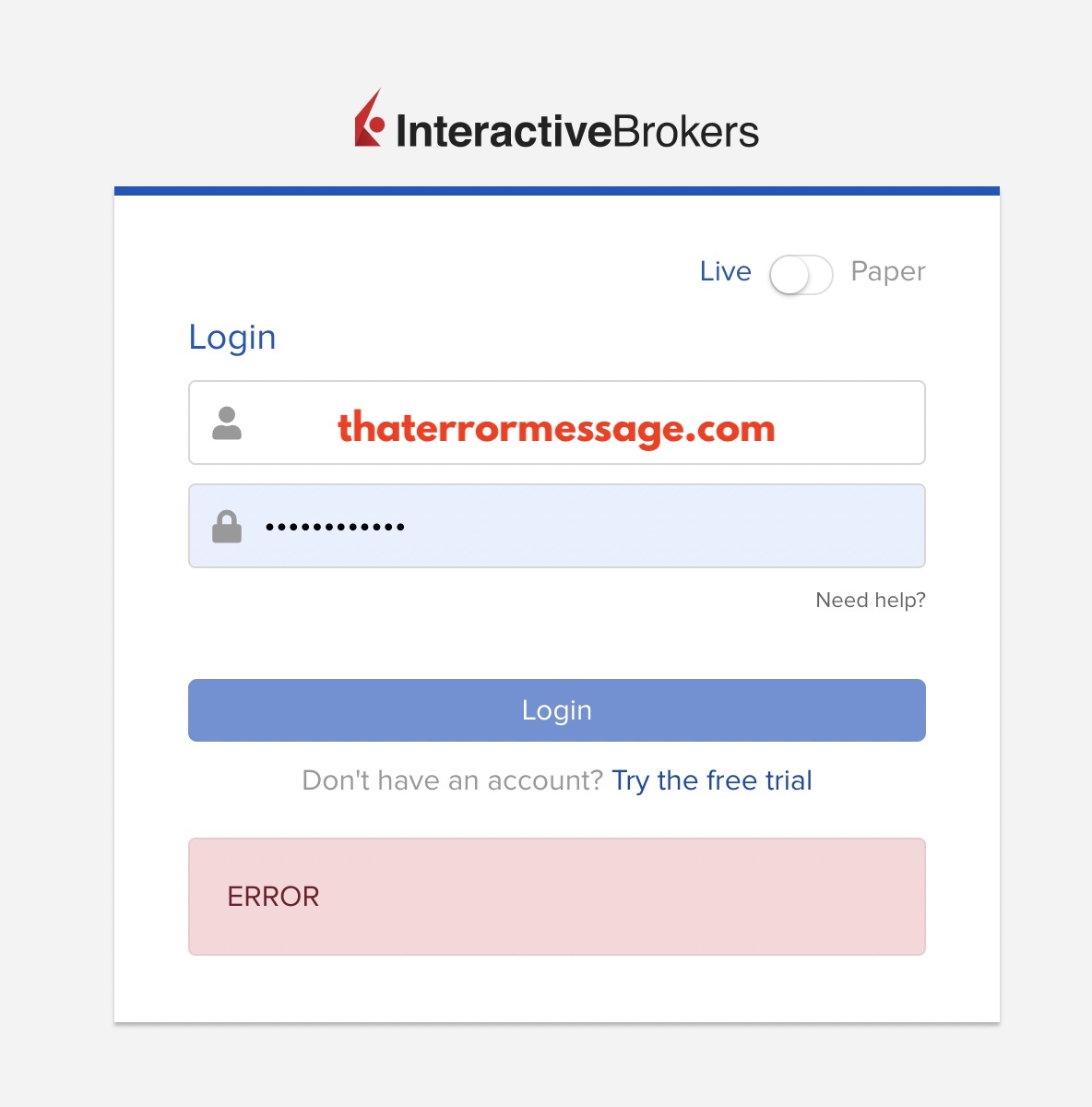 Error Interactive Brokers