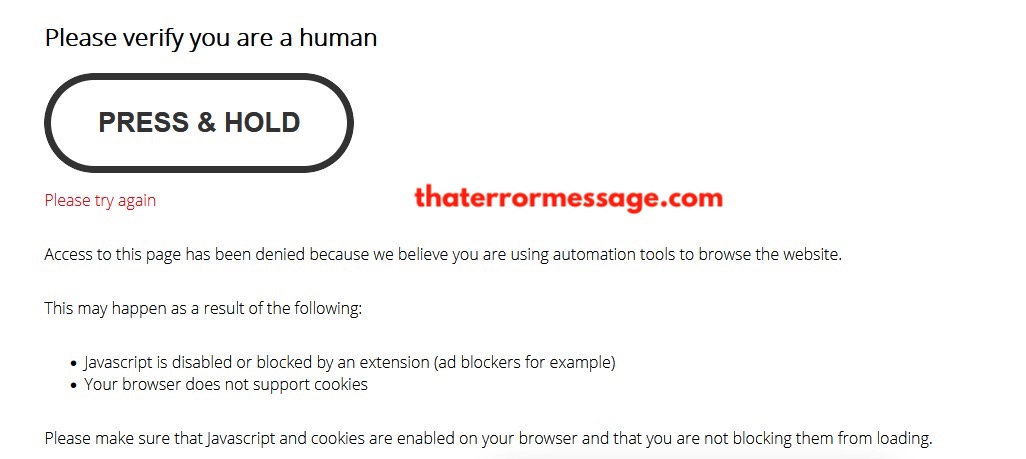 Please Try Again Perimeterx