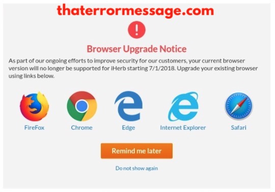 Browser Upgrade Notice Iherb