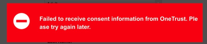 Failed To Recieve Consent Information From Onetrust