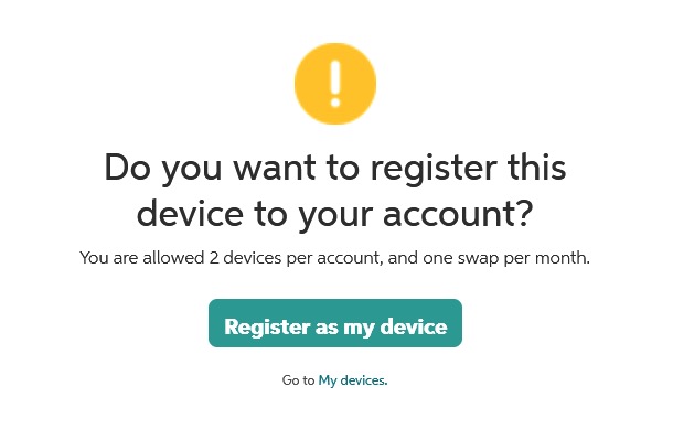 Chegg Register Device