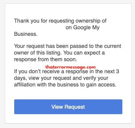 Google Business Thank You For Requesting Ownership